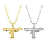 Gold Silver Color Out Sub Gun Uzi Pendant Necklace