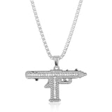 Gold Silver Color Out Sub Gun Uzi Pendant Necklace