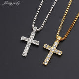 Hip Hop Alloy Gold Color Cross Pendant Necklace