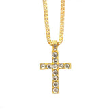 Hip Hop Alloy Gold Color Cross Pendant Necklace