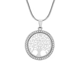 Hot Tree of Life Crystal Round Small Pendant Necklace