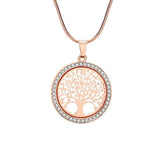 Hot Tree of Life Crystal Round Small Pendant Necklace