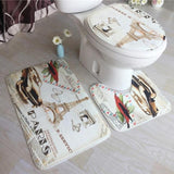 3Pcs/set Bathroom Mat Set Flannel Anti-Slip