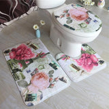 3Pcs/set Bathroom Mat Set Flannel Anti-Slip