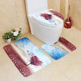 3Pcs/set Bathroom Mat Set Flannel Anti-Slip