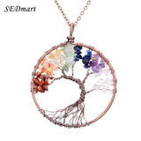 SEDmart 7 Chakra Tree Of Life Pendant Necklace